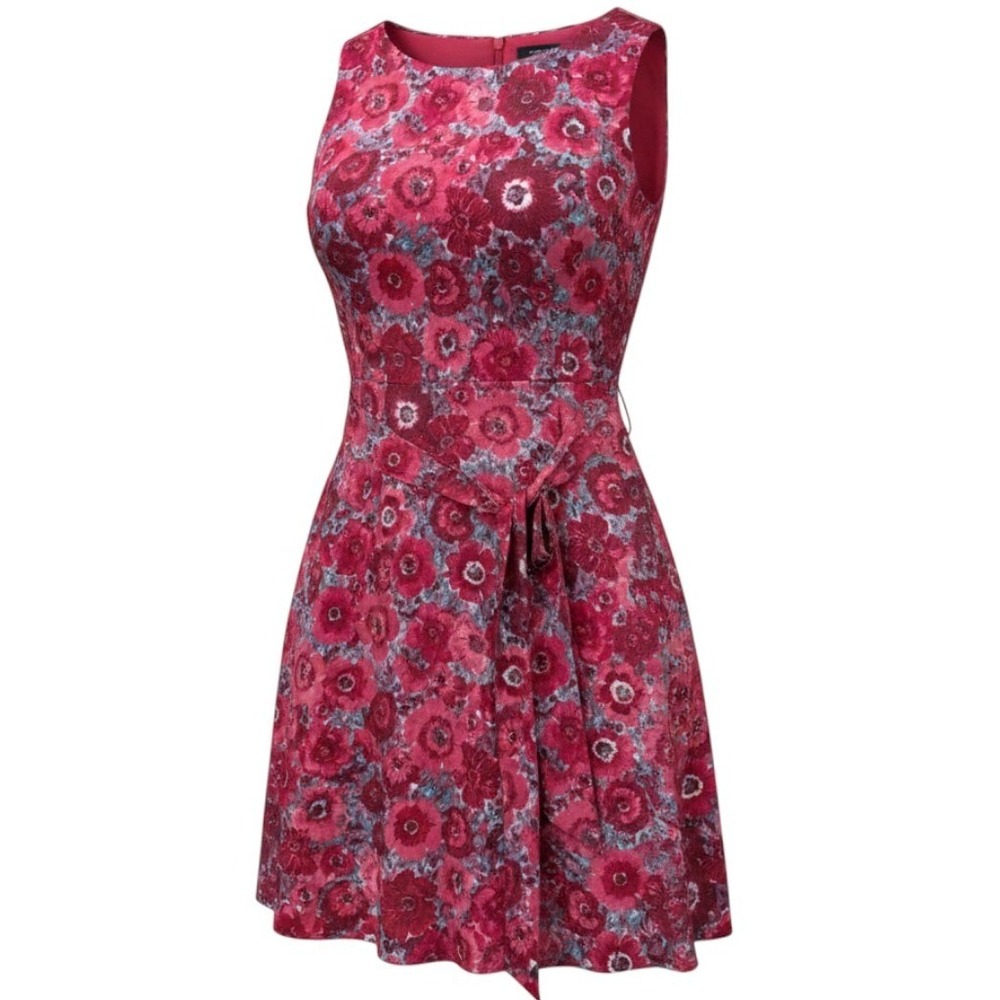 Brooks Brothers 346 Silk Dress Women 6 Pink Floral Sleeveless Tie Waist